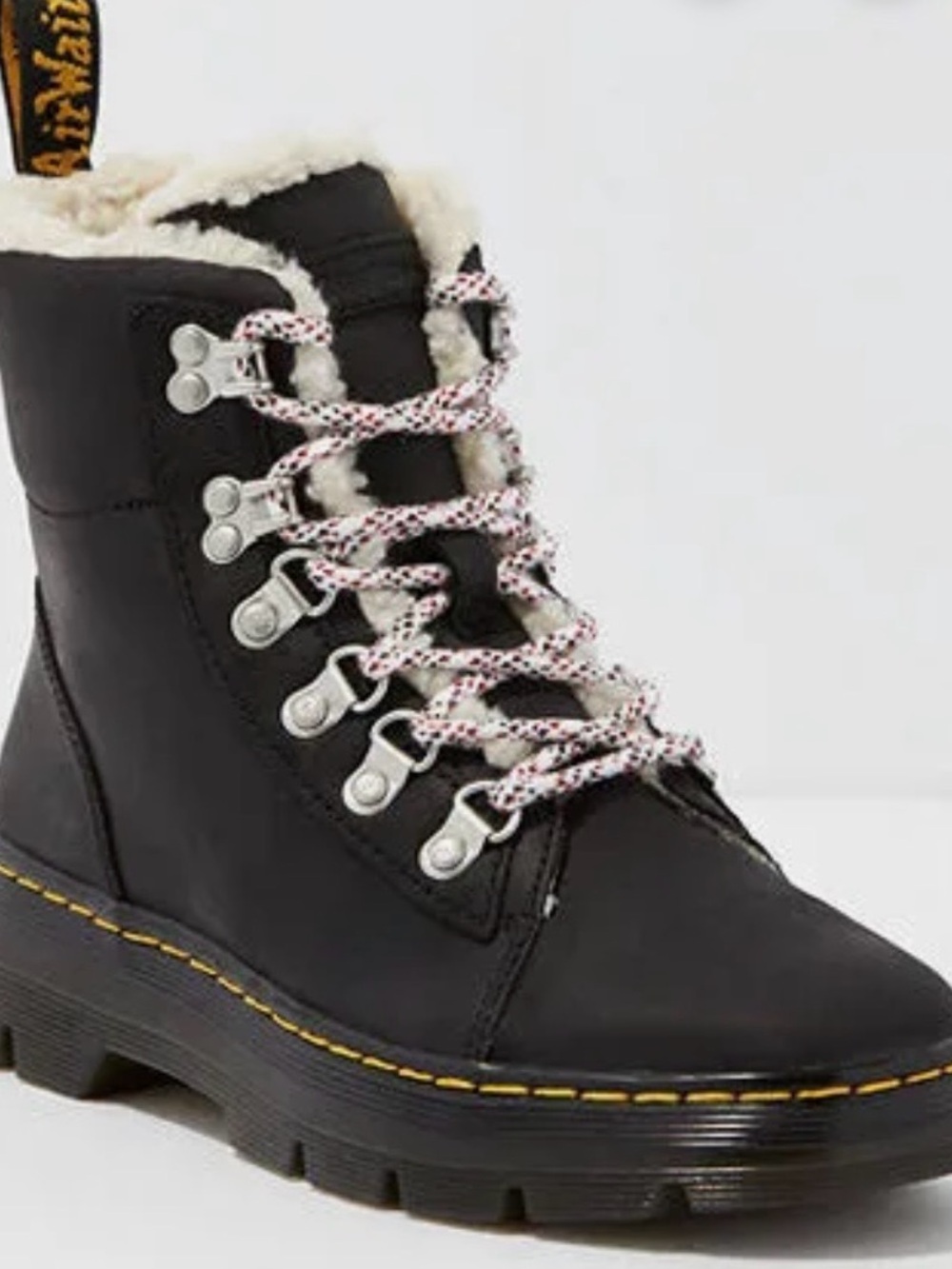 Dr. Martens Bonny Faux Shearling Women's Black Leather Ankle Boot